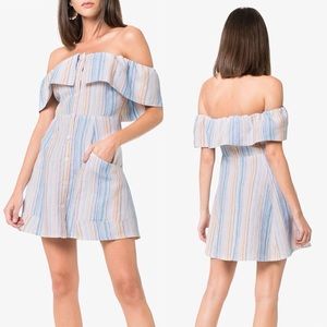 Reformation Landy Linen Mini Dress Off the Shoulder